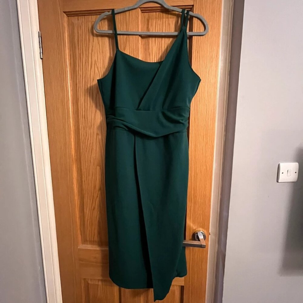 Boohoo Forrest green wrap detail dress size 14
